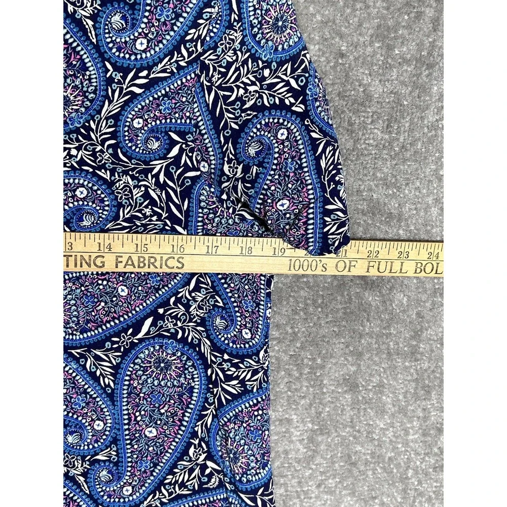 Old Navy Shift Dress Womens Size S Blue Paisley Lace Up Neckline Short Sleeve